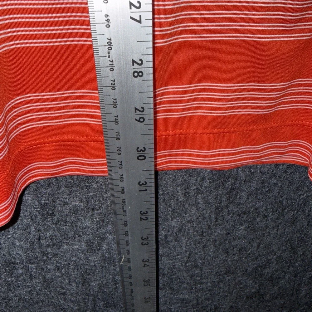 Nike Golf‎ Polo Mens XL Orange White Stripe Dri-Fit Tour Performance Swoosh Logo